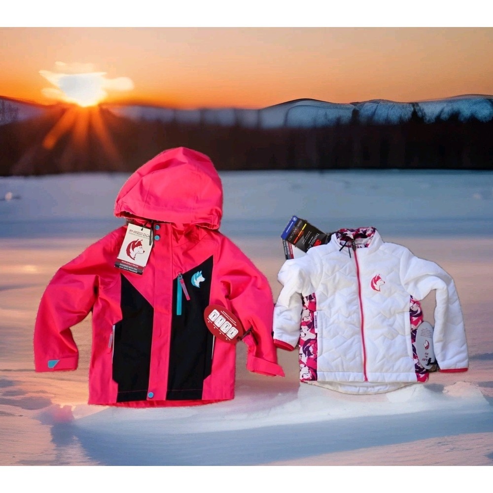 Shred Dog‎ 3-in-1 Ski Jacket Girls Size 5 Pink White NWT Insulated Waterproof